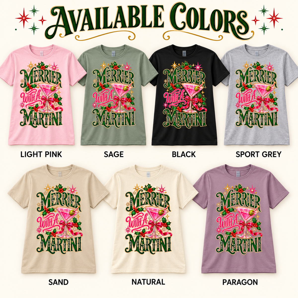 Merrier With a Martini Christmas Graphic Tee