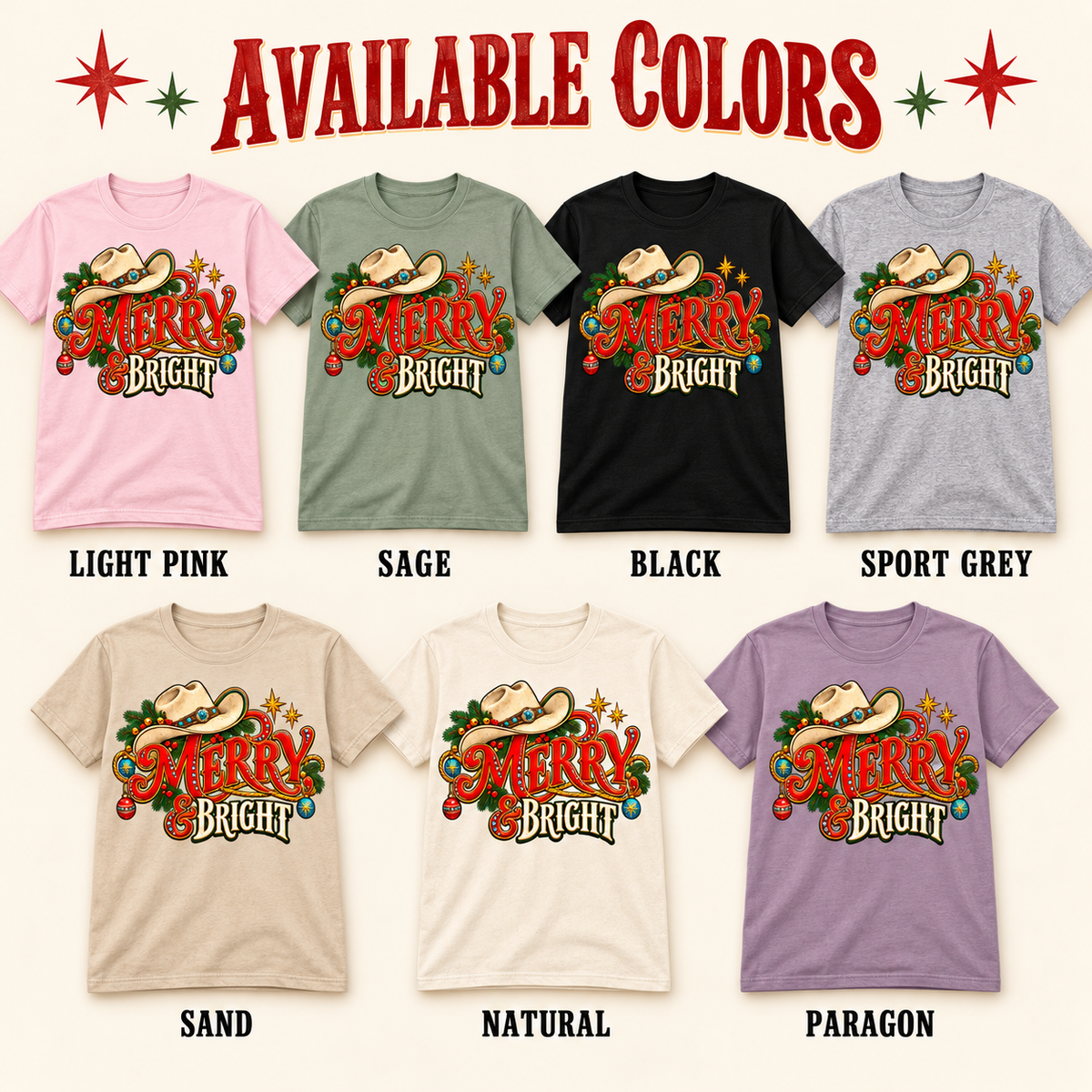 Merry & Bright Western Christmas Graphic Tee
