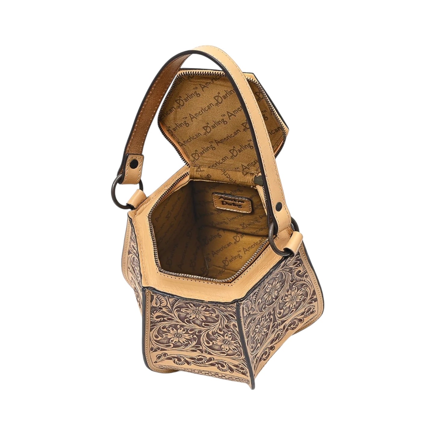 Tooled Leather Floral Clutch Crossbody Bag