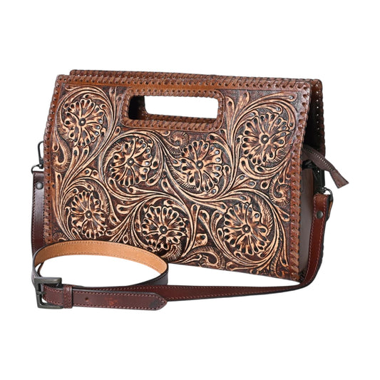 ADBGZ755C – Hand-Stained & Hand-Tooled Leather Crossbody Bag