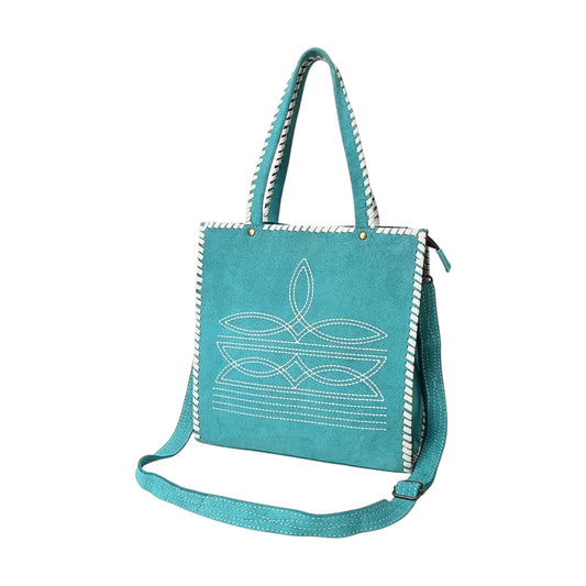 ADBG1590 – Western Suede Boot Stitch Tote Bag with Shoulder Strap