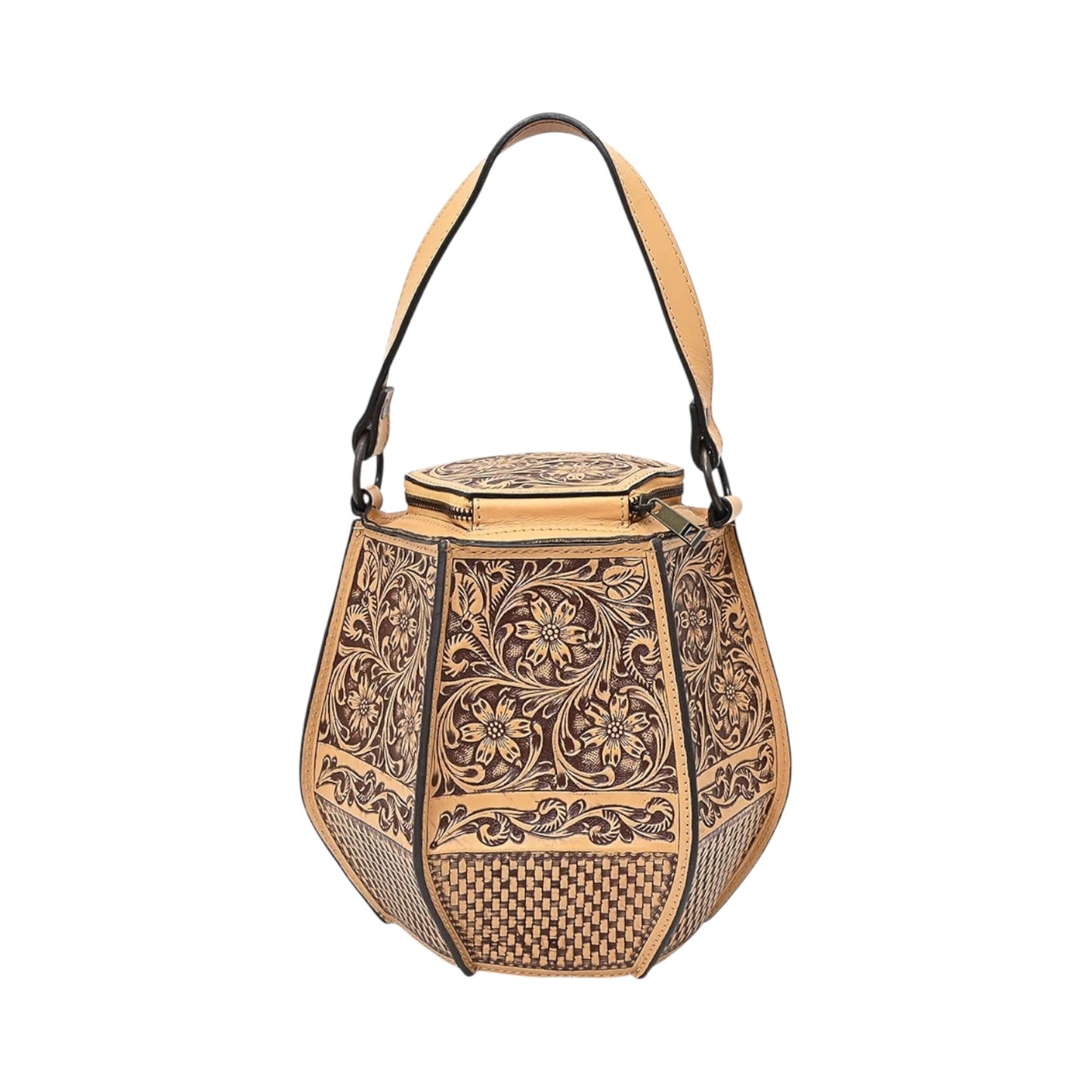 Tooled Leather Floral Clutch Crossbody Bag
