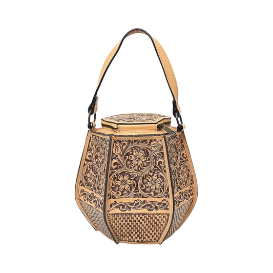 Tooled Leather Floral Clutch Crossbody Bag