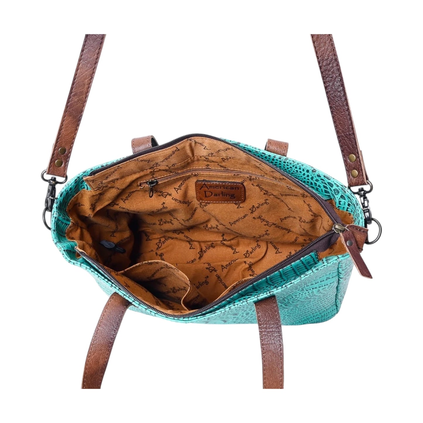 Crocodile Embossed Genuine Leather Western Handbag – ADBG957 American Darling Purse