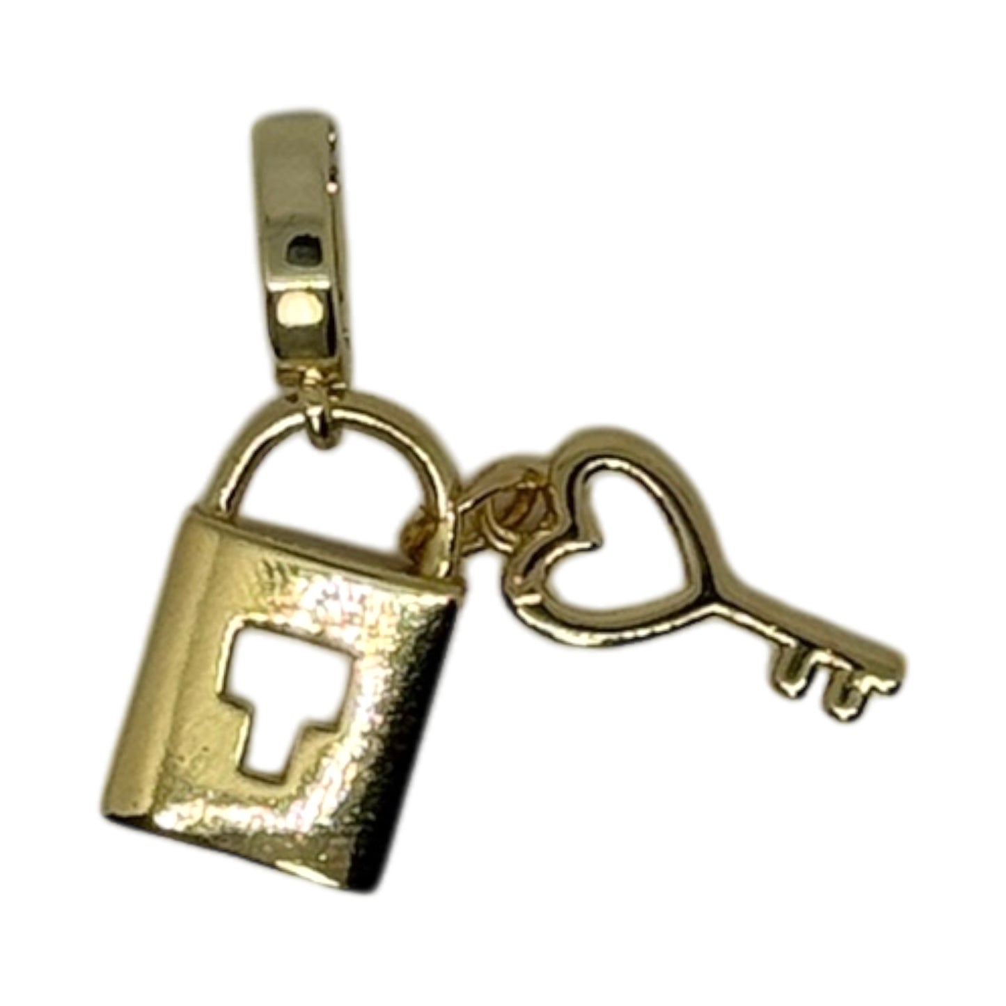 Padlock & Heart Key Charm – Triple Plated 18K Gold Clasp Charm