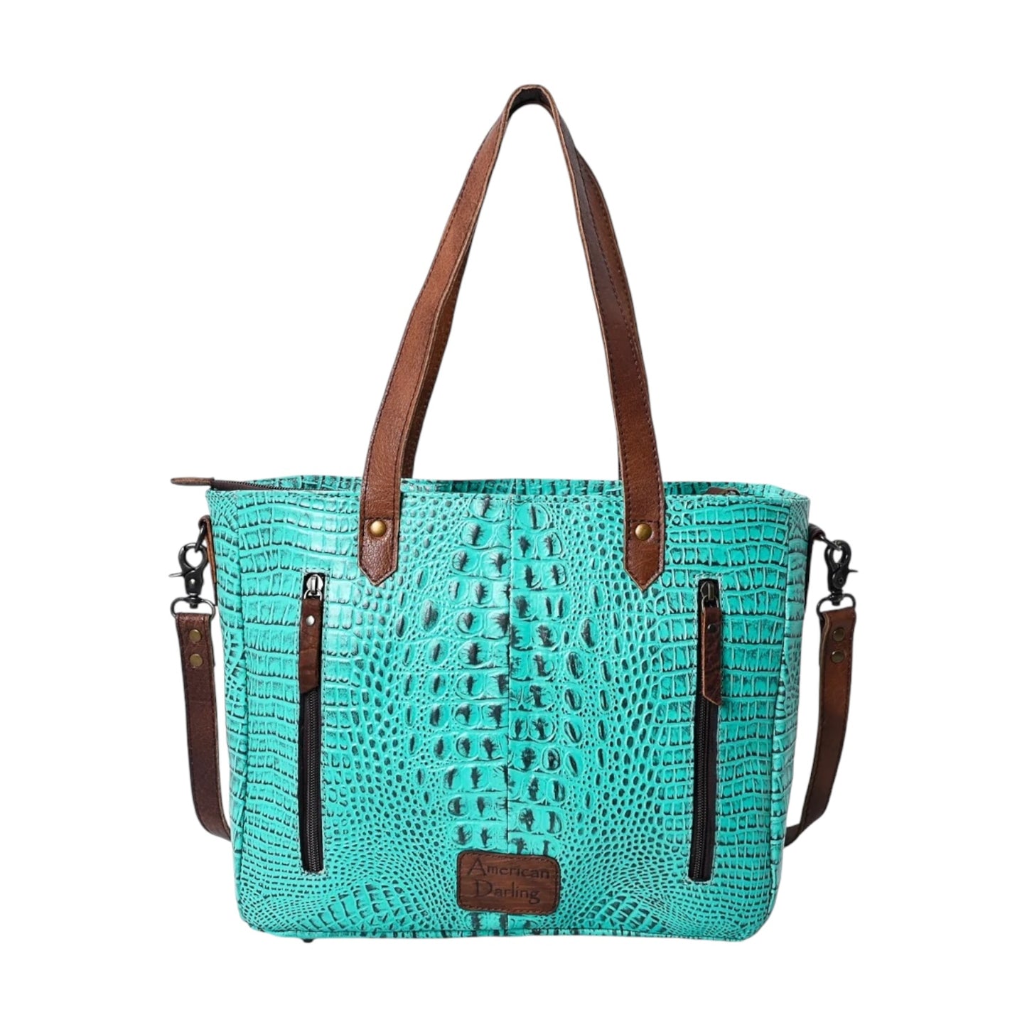 Crocodile Embossed Genuine Leather Western Handbag – ADBG957 American Darling Purse