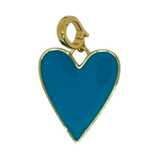 Blue Enamel Heart Charm – Triple Plated 18K Gold with Clasp