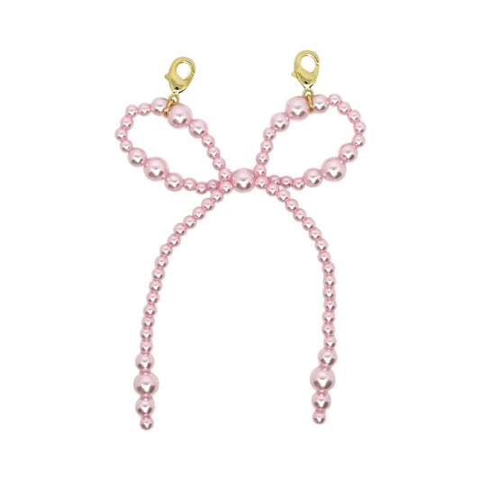 Pink Pearl Bow Shoe Charm – 18K Gold Plated Sneaker Accessory