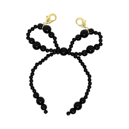 Black Pearl Bow Shoe Charm – 18K Gold Plated Sneaker Accessory