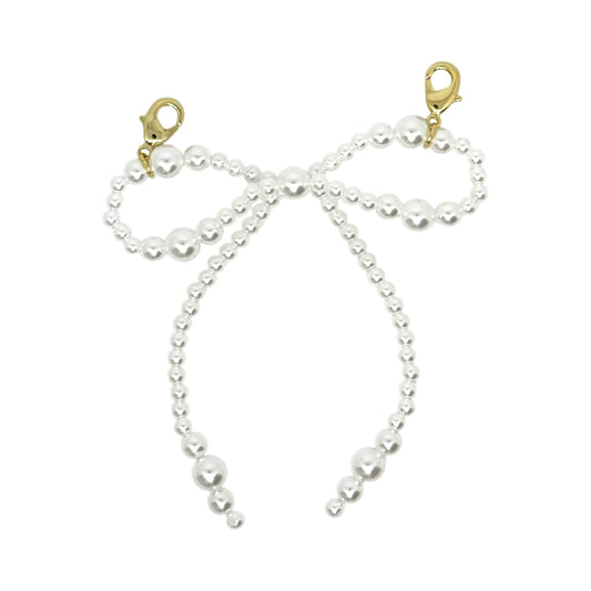 White Pearl Bow Shoe Charm – 18K Gold Plated Sneaker Accessory