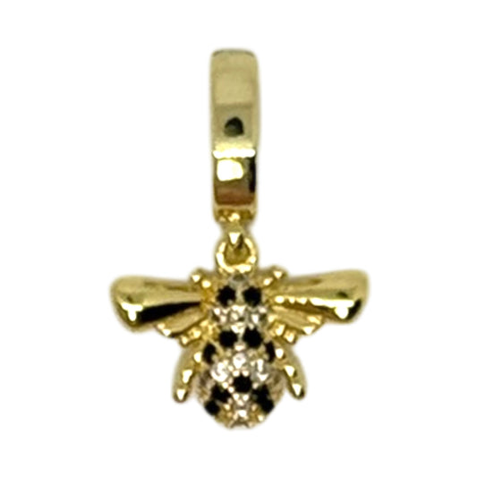 Bee Charm – Triple Plated 18K Gold with Black & Clear Rhinestones
