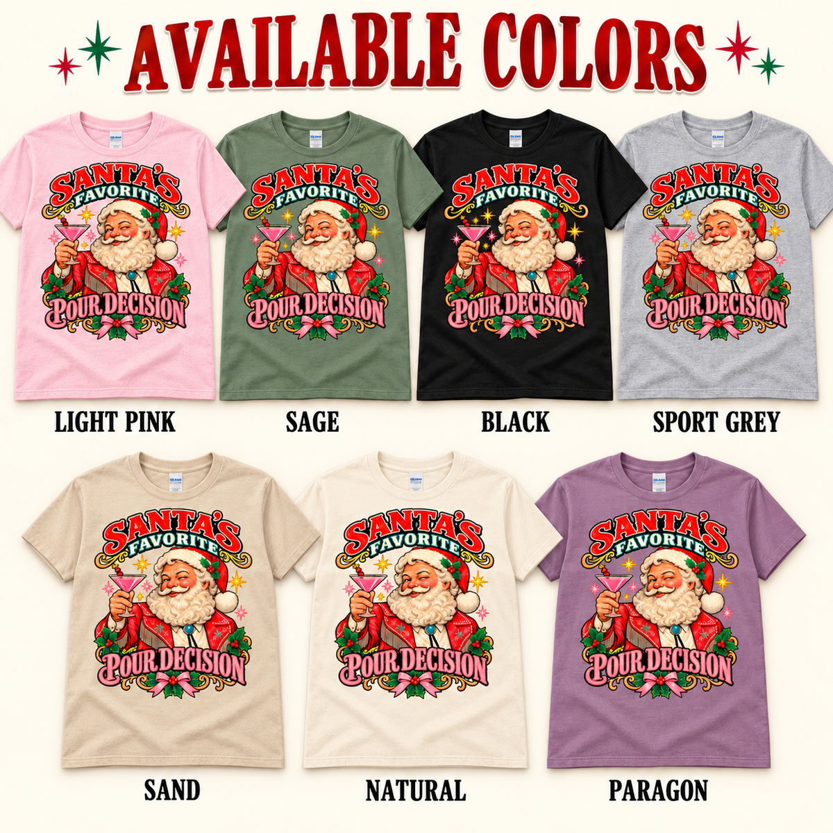 Pour Decision Santa Shirt, Funny Retro Christmas Party Tee