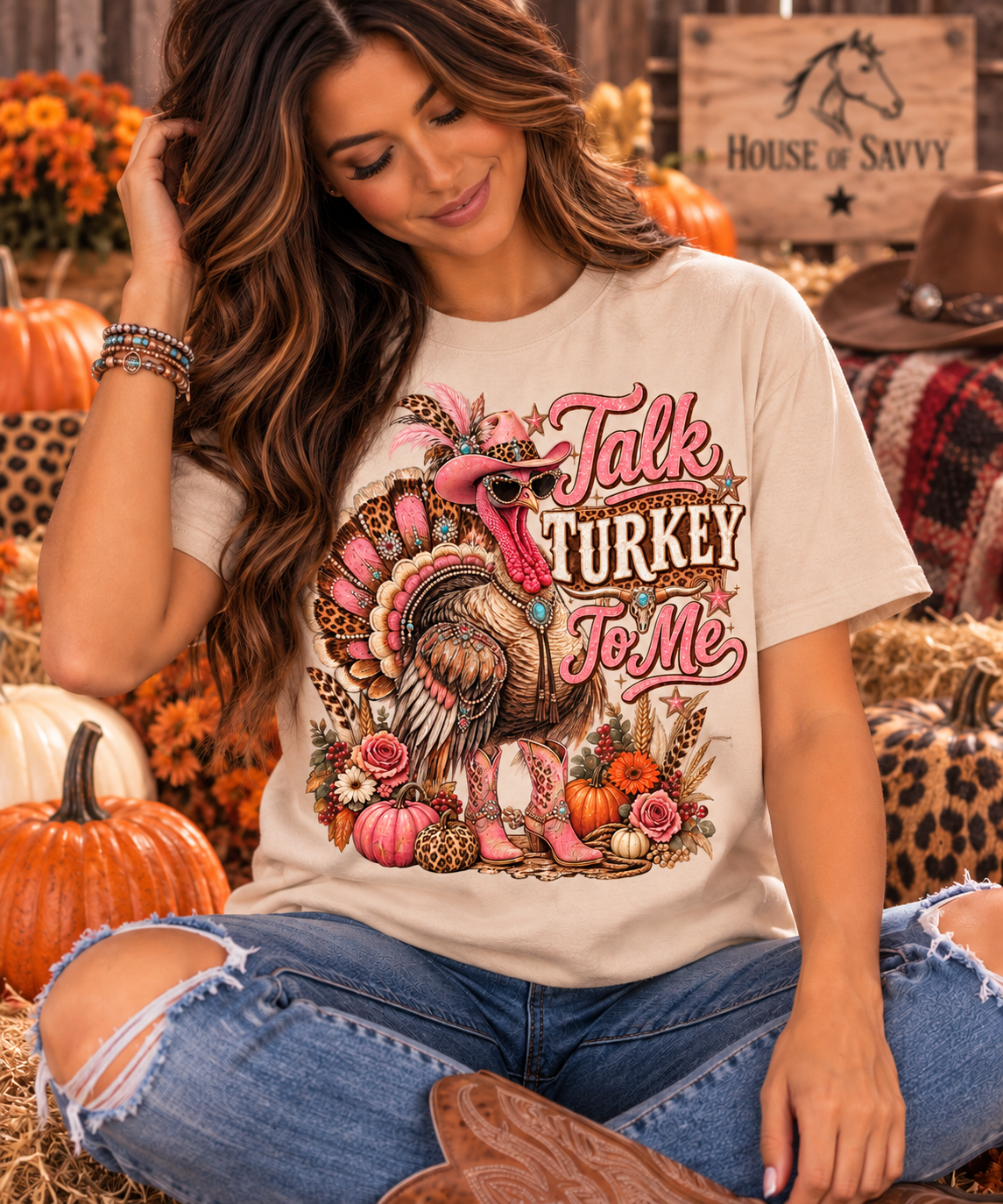 Talk Turkey to Me Western Thanksgiving Tee