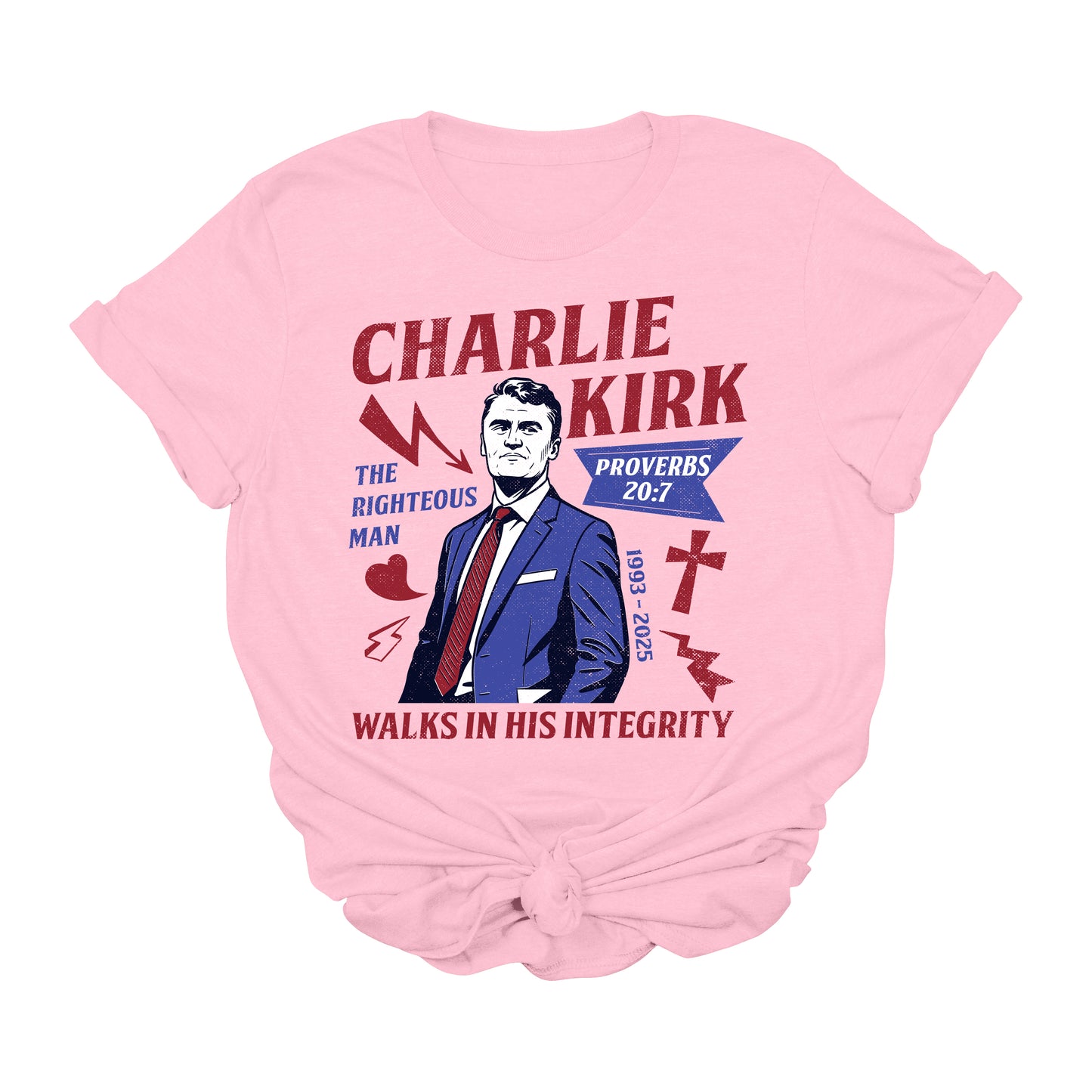 Charlie Kirk The Righteous Man T-Shirt – Proverbs 20:7 Patriotic Faith Graphic Tee