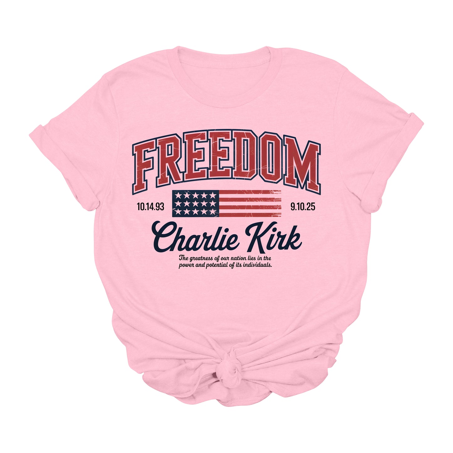 Charlie Kirk Freedom T-Shirt – Patriotic USA Flag Graphic Tee with Inspirational Quote