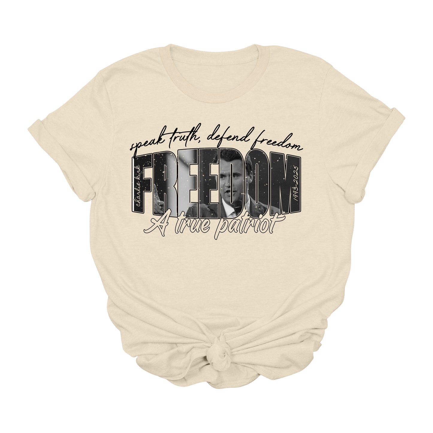 Charlie Kirk Freedom A True Patriot Pink T-Shirt – Speak Truth Defend Freedom Tee