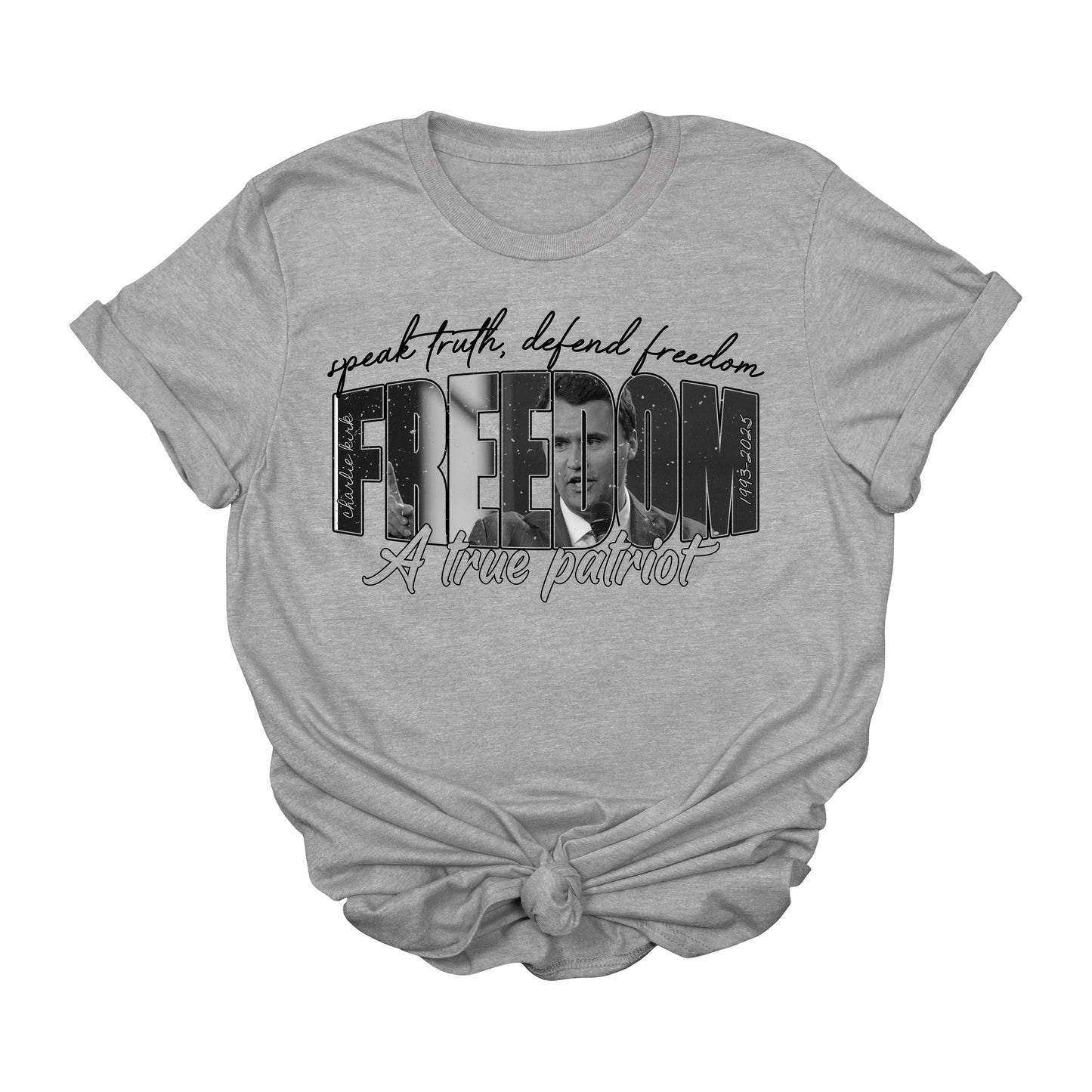 Charlie Kirk Freedom A True Patriot Pink T-Shirt – Speak Truth Defend Freedom Tee