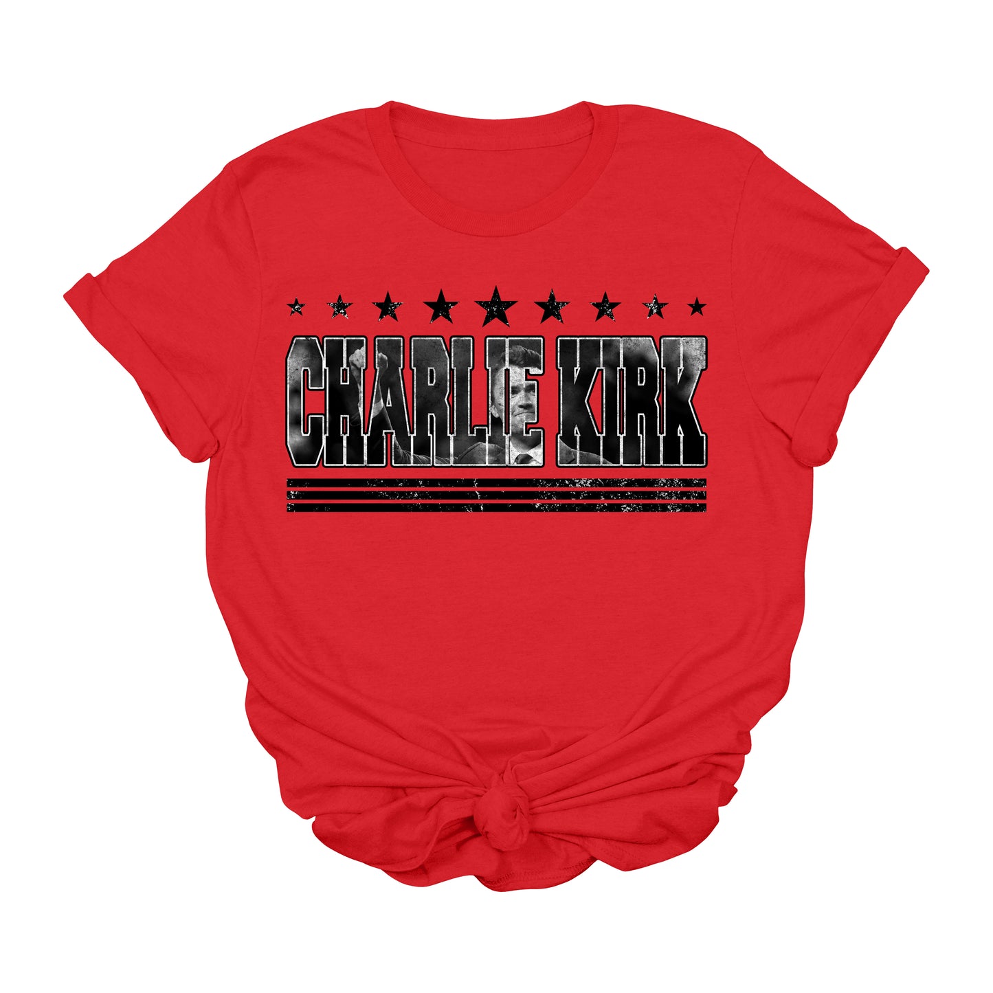 Charlie Kirk Stars & Stripes Red T-Shirt – Patriotic Freedom Graphic Tee