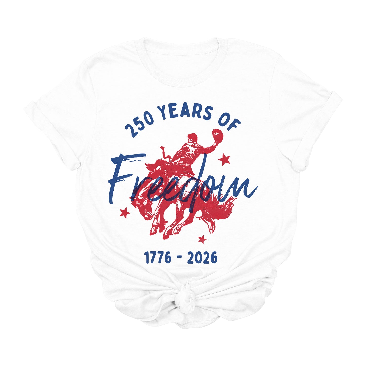 250 Years of Freedom Patriotic Rodeo Tee | 1776-2026 Americana Graphic T-Shirt