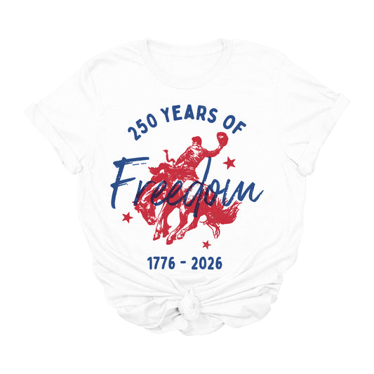 250 Years of Freedom Patriotic Rodeo Tee | 1776-2026 Americana Graphic T-Shirt