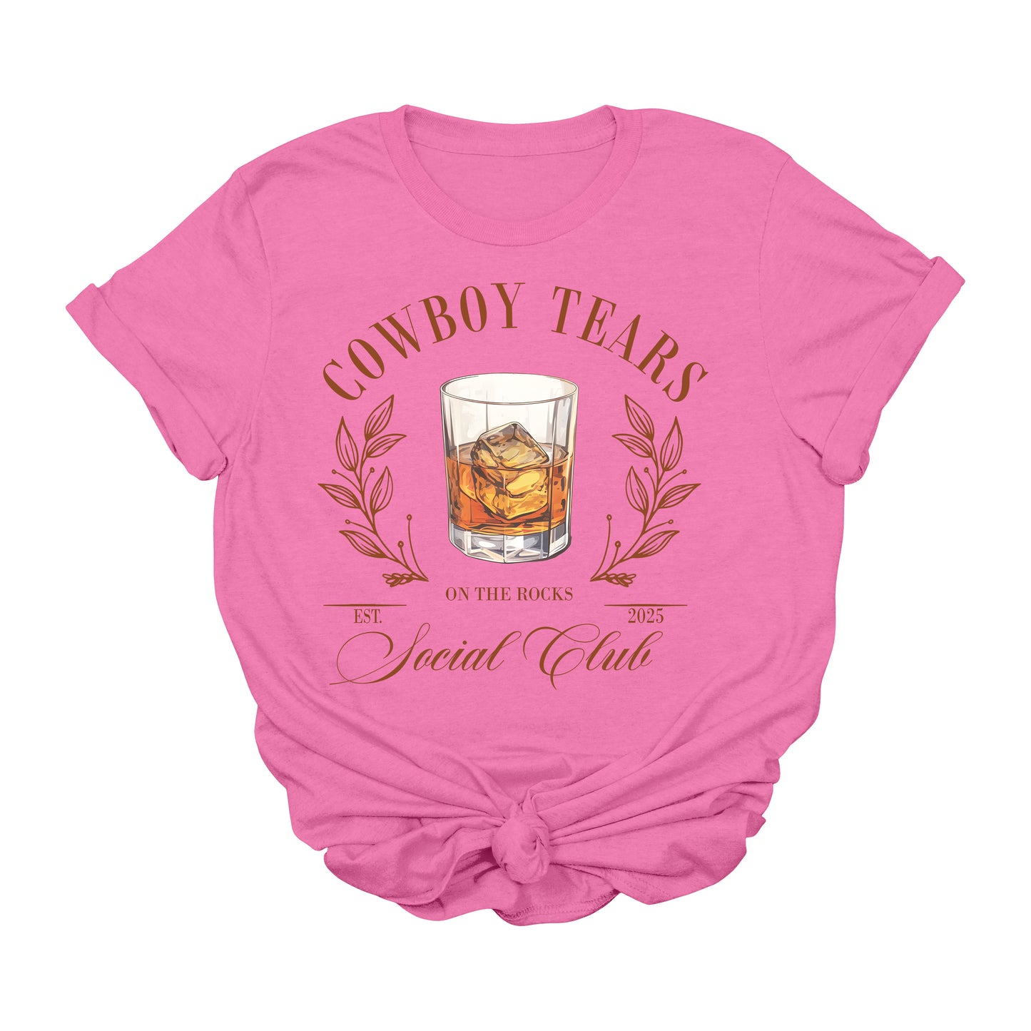 Cowboy Tears Graphic T-Shirt | Western Whiskey Social Club Tee | On the Rocks Lounge Shirt | Vintage Country Tee for Women | Cowgirl Aesthetic Rodeo Shirt | Funny Southern Graphic Tee