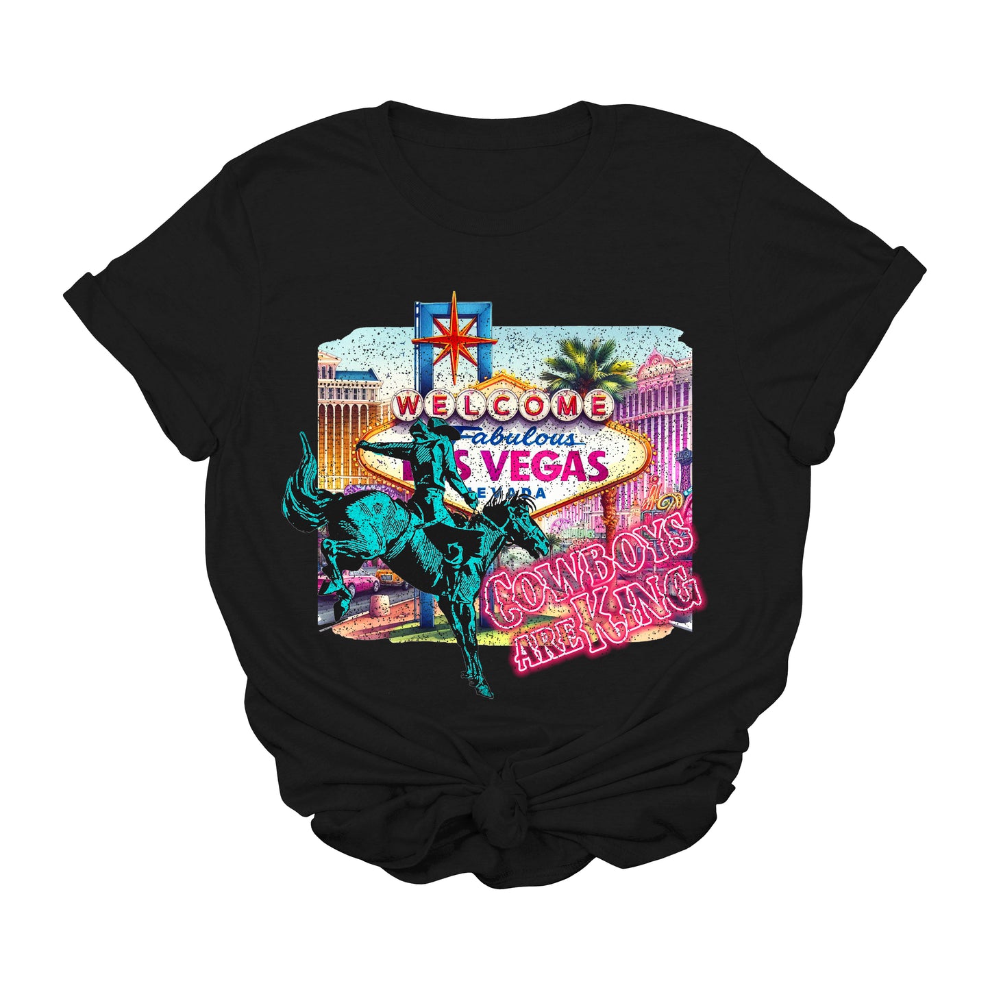 Cowboys Are King Las Vegas Graphic Tee | Western Rodeo Neon Cowboy T-Shirt