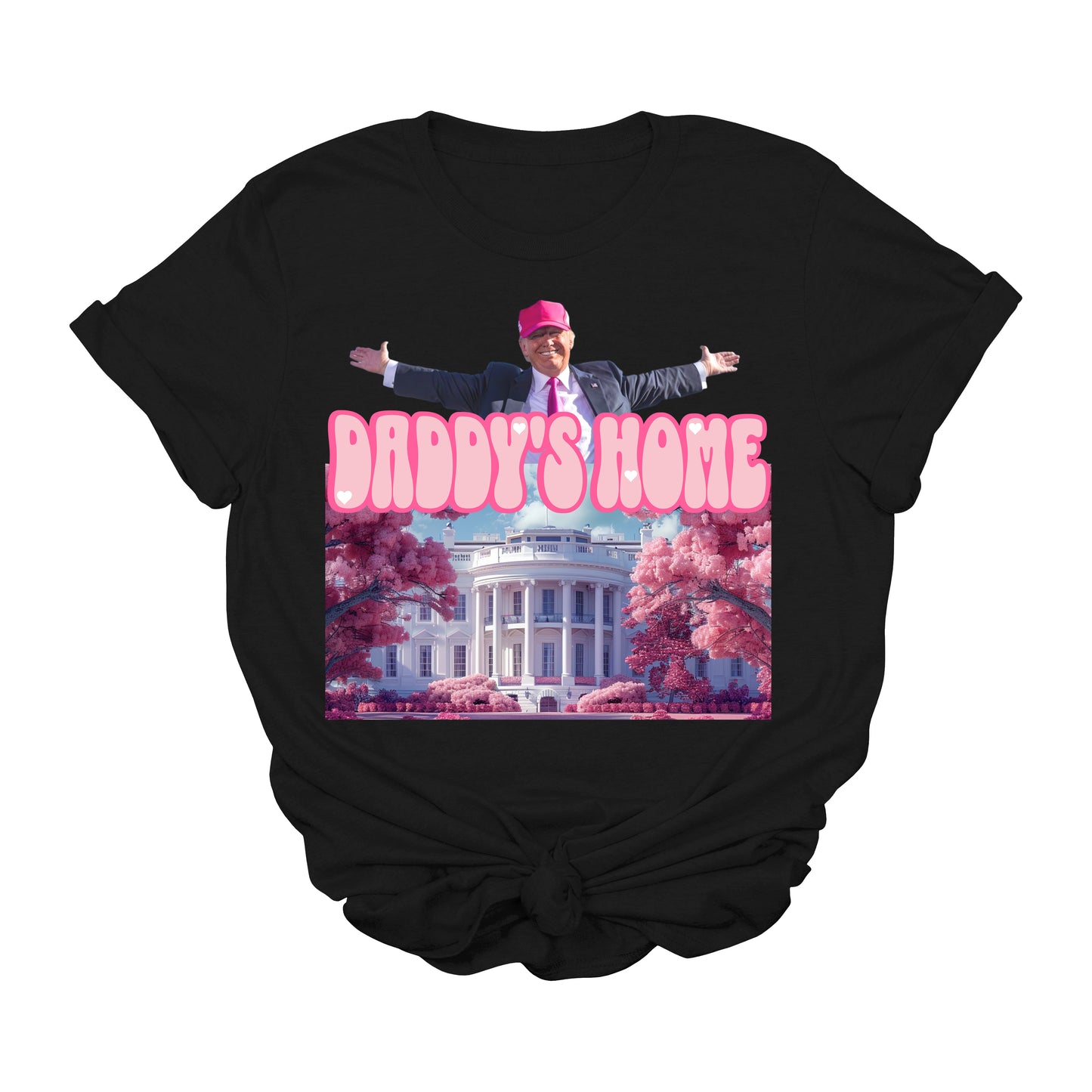 Daddy’s Home Trump T-Shirt | Funny White House Conservative Graphic Tee | Pink Political MAGA Shirt | Patriotic Pop Art Election Tee | 2025 USA Apparel
