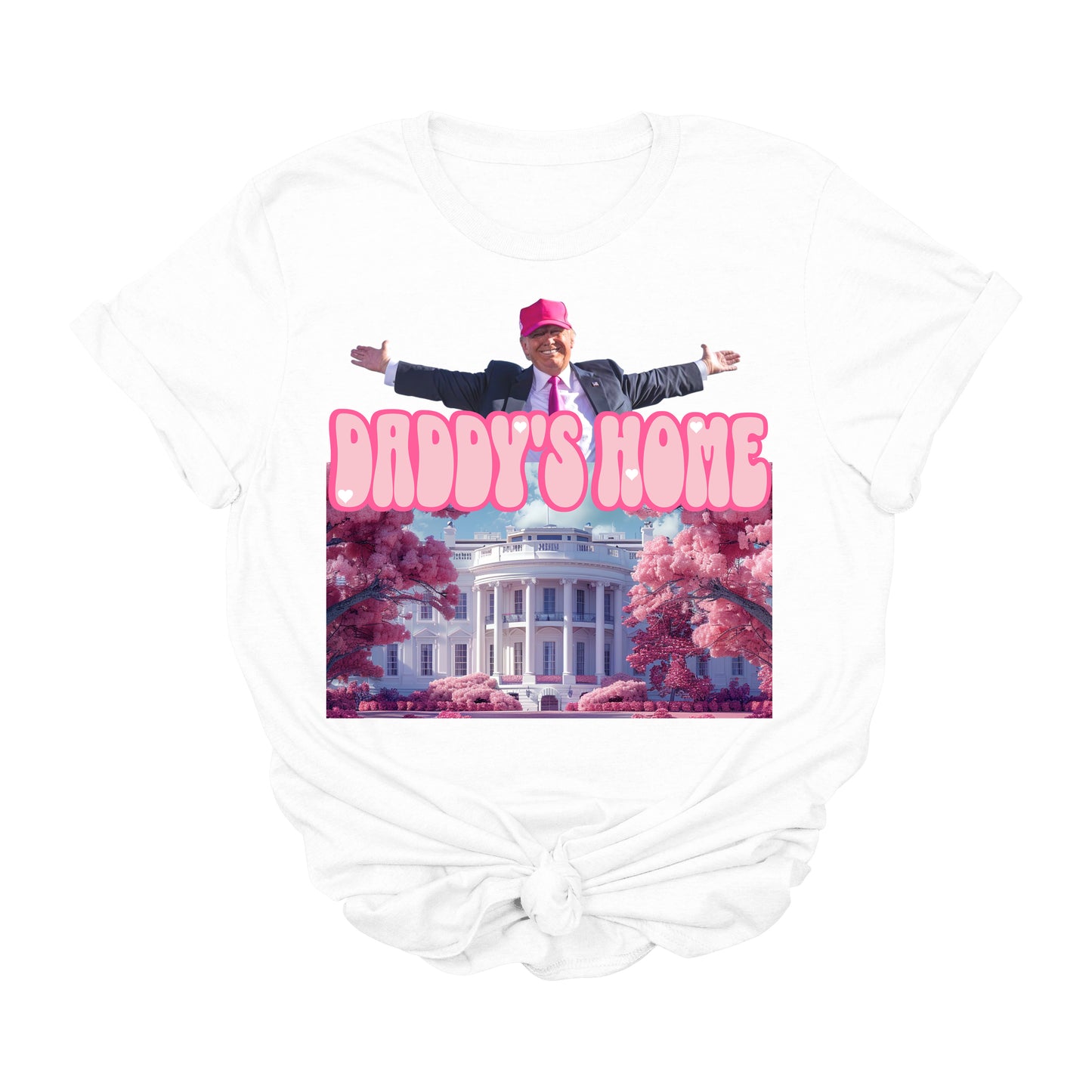 Daddy’s Home Trump T-Shirt | Funny White House Conservative Graphic Tee | Pink Political MAGA Shirt | Patriotic Pop Art Election Tee | 2025 USA Apparel