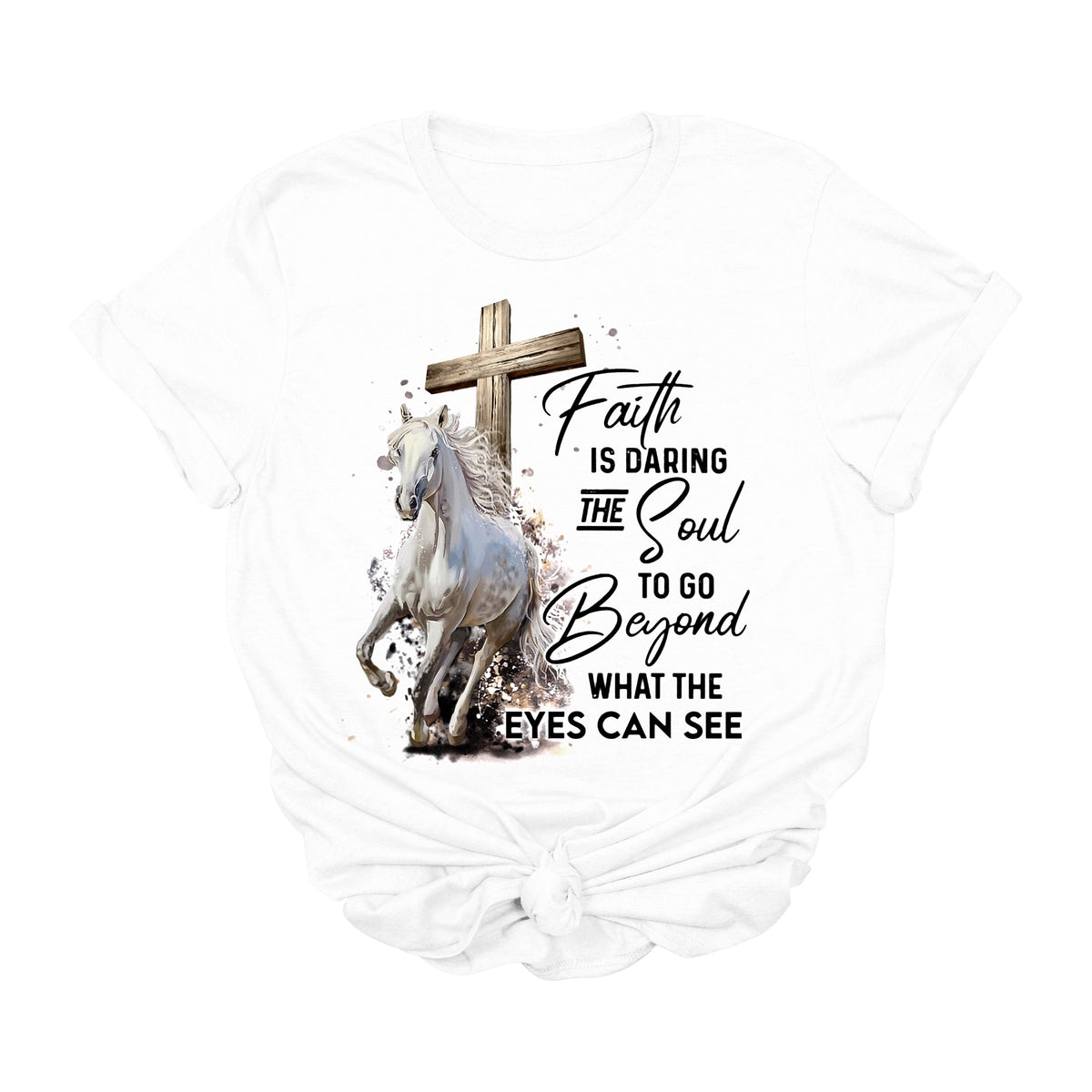 Faith Is Daring the Soul Western Horse Graphic Tee | Christian Cowgirl Faith Shirt