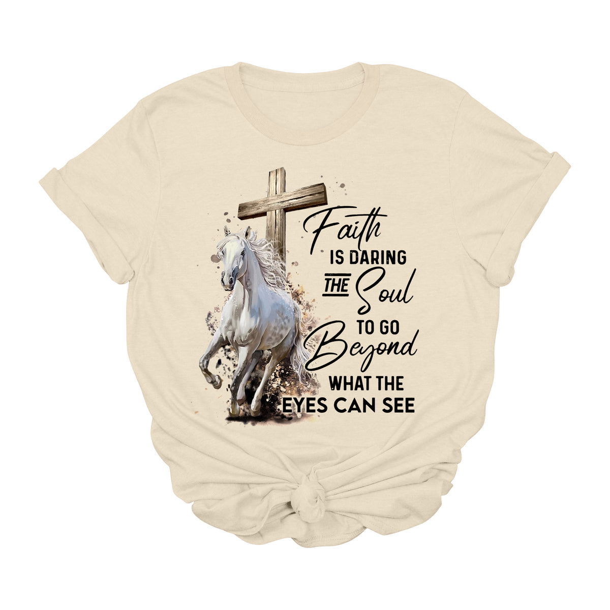 Faith Is Daring the Soul Western Horse Graphic Tee | Christian Cowgirl Faith Shirt