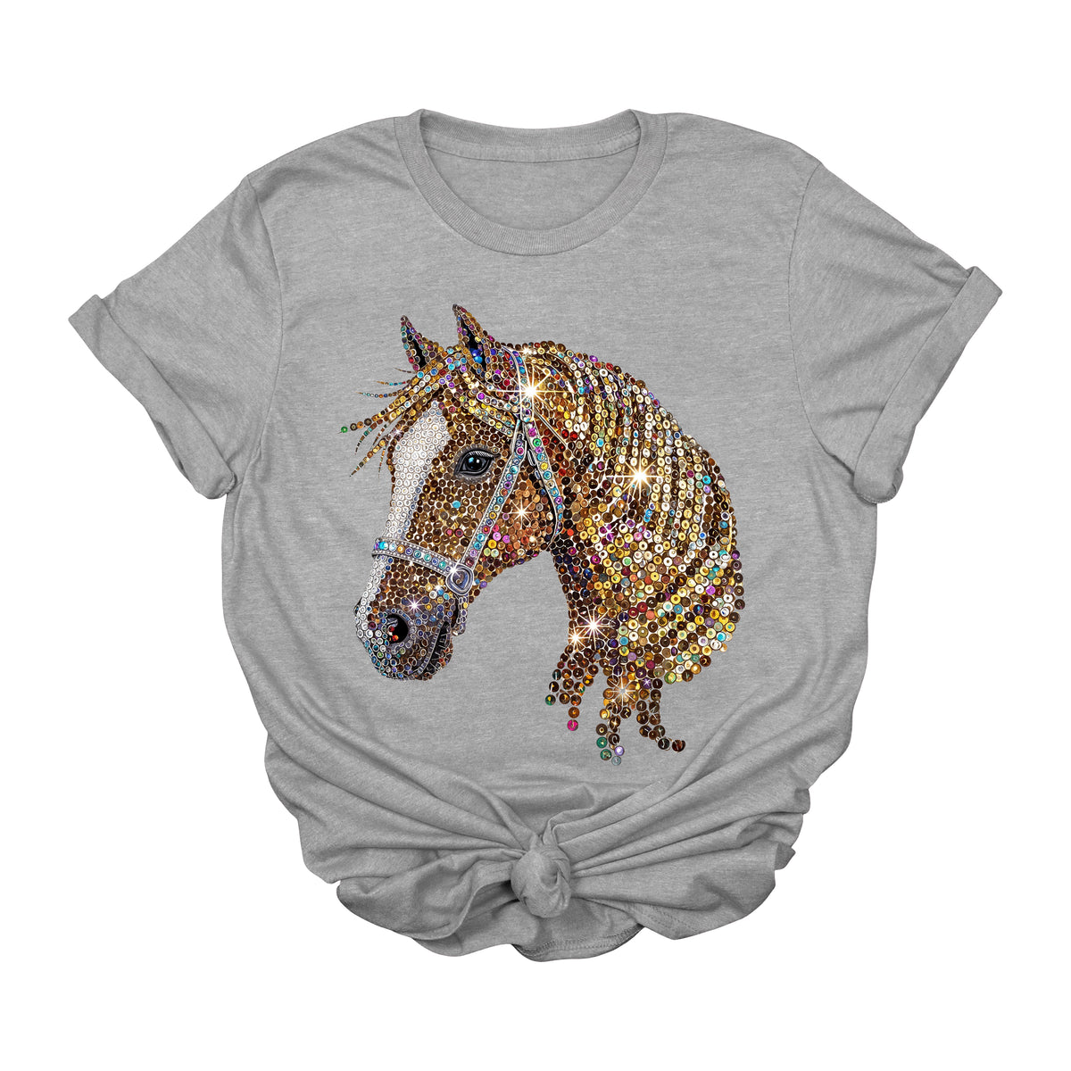 Sequin Diamond Horse Graphic Tee | Glam Western Cowgirl Bling T-Shirt