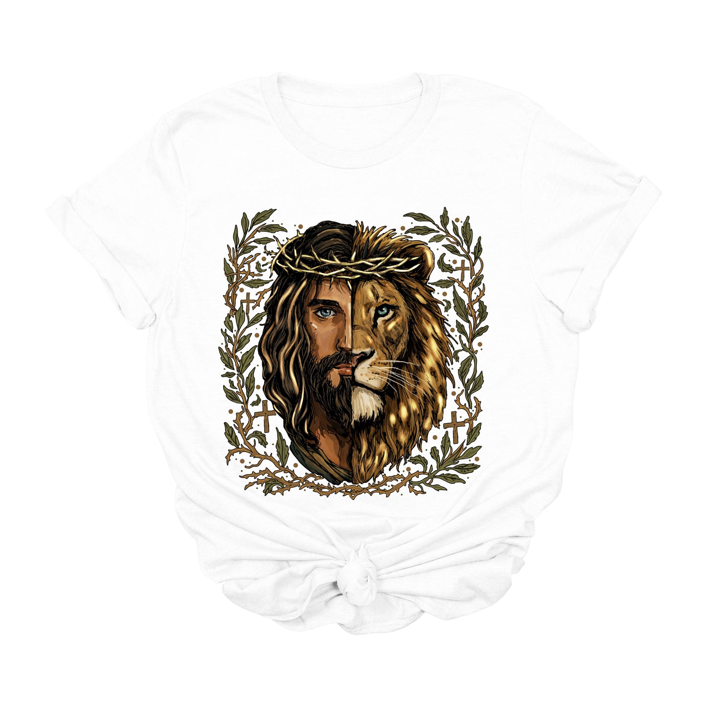 Jesus Lion Graphic Tee | Christian Faith Western T-Shirt | Lion of Judah Shirt