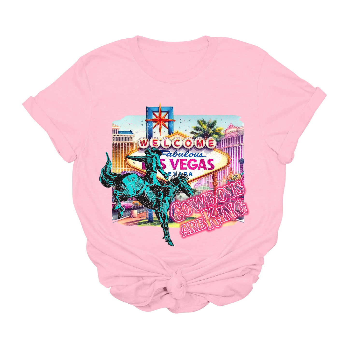 Cowboys Are King Las Vegas Graphic Tee | Western Rodeo Neon Cowboy T-Shirt
