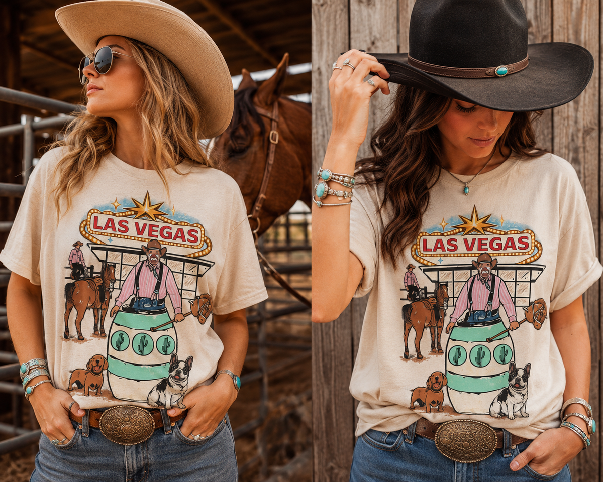 Las Vegas Rodeo Clown Graphic Tee | Western Cowboy Vegas Rodeo Shirt