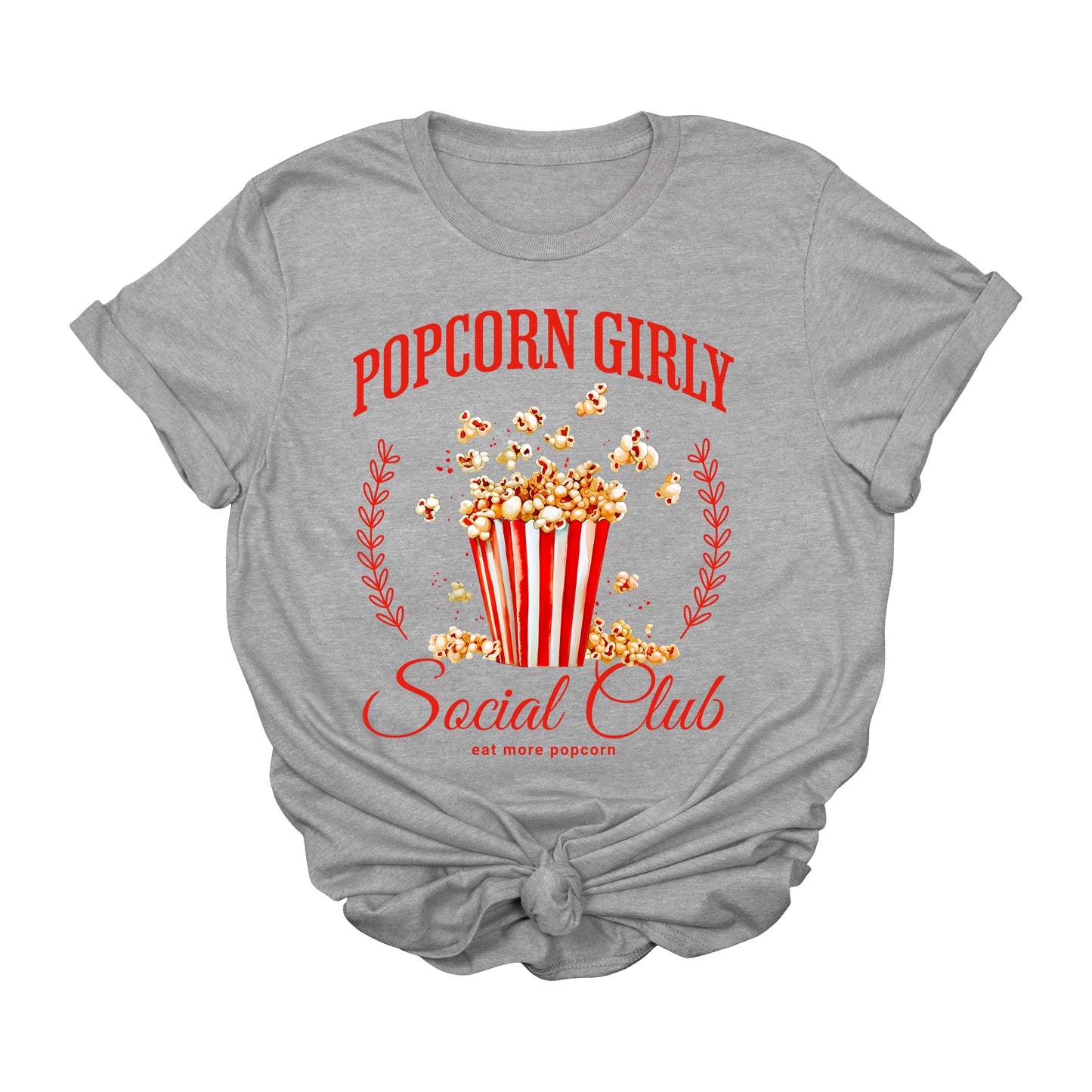 Popcorn Girly Graphic T-Shirt | Movie Night Social Club Tee | Cute Snack Lover Shirt | Retro Cinema Graphic Tee for Women | Funny Popcorn Aesthetic T-Shirt | Cozy Film Night Gift Shirt