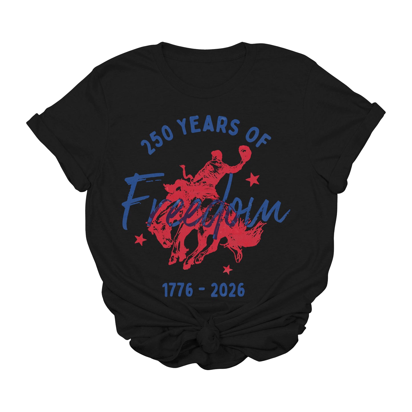 250 Years of Freedom Patriotic Rodeo Tee | 1776-2026 Americana Graphic T-Shirt