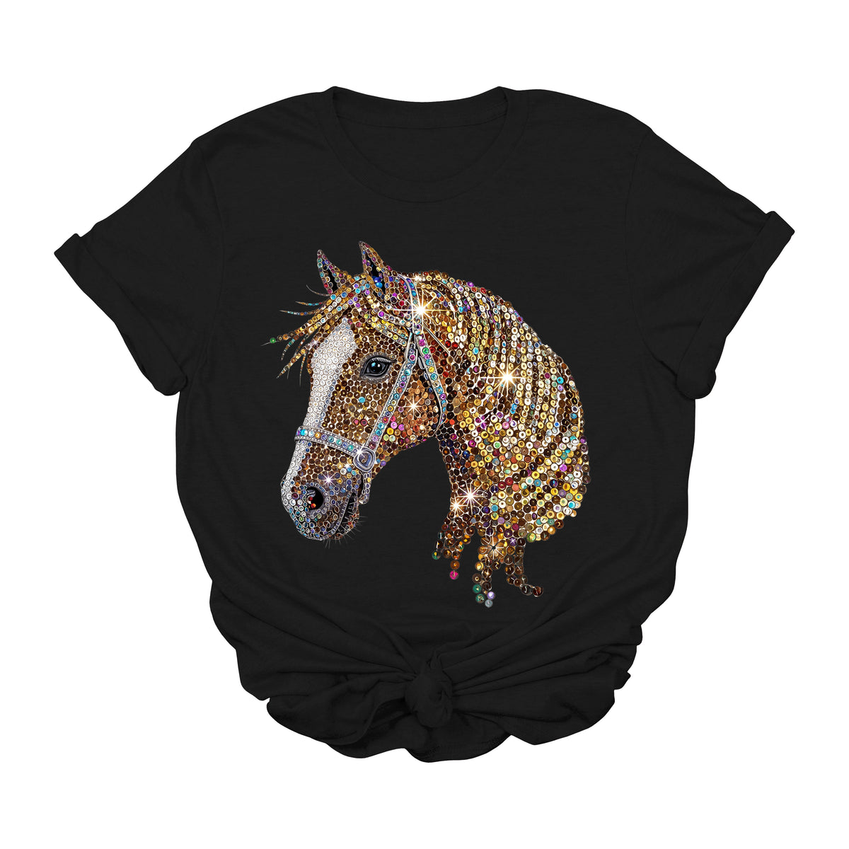 Sequin Diamond Horse Graphic Tee | Glam Western Cowgirl Bling T-Shirt
