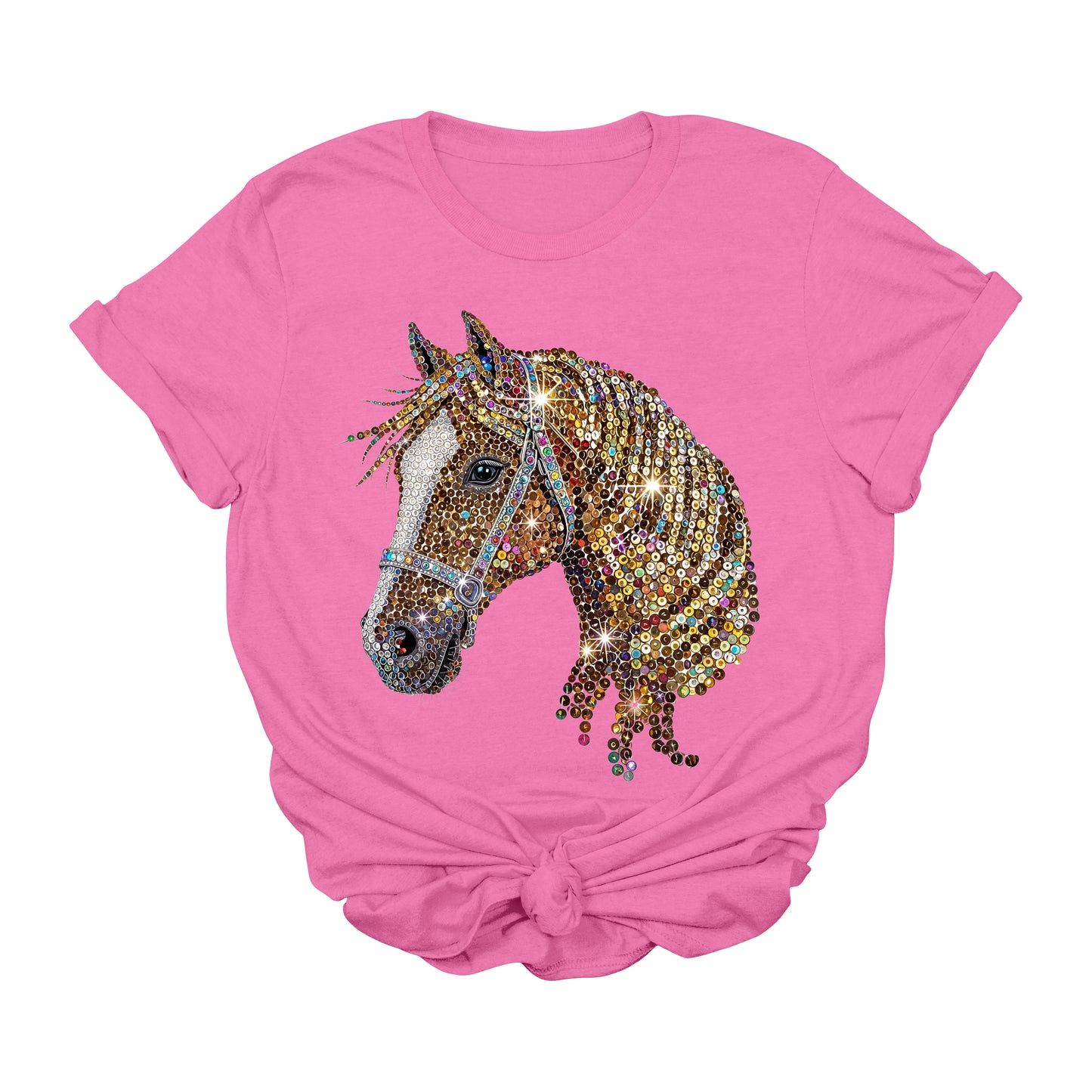 Sequin Diamond Horse Graphic Tee | Glam Western Cowgirl Bling T-Shirt