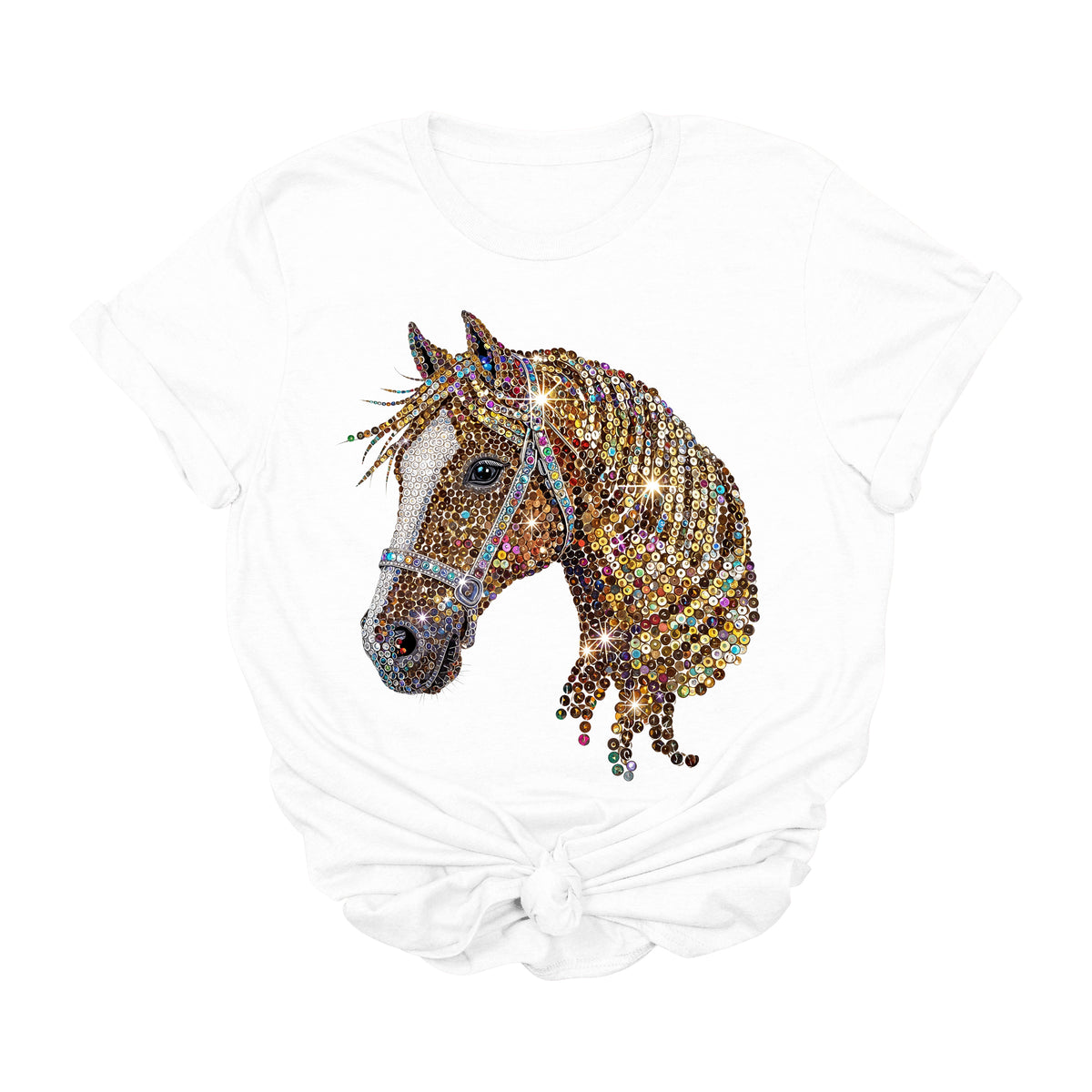 Sequin Diamond Horse Graphic Tee | Glam Western Cowgirl Bling T-Shirt