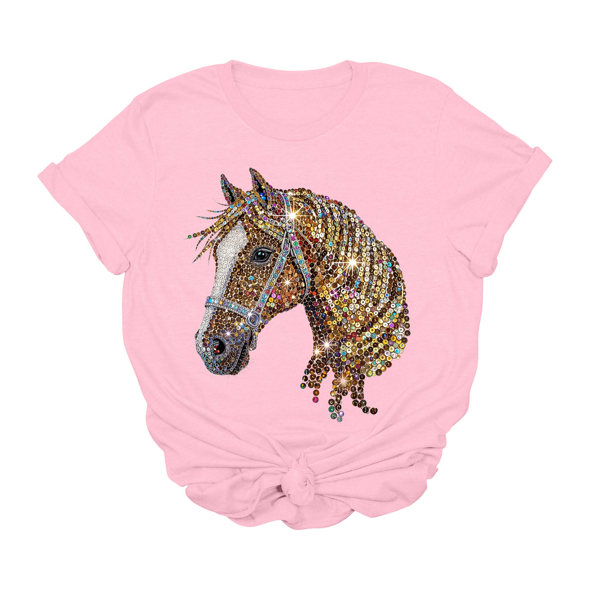 Sequin Diamond Horse Graphic Tee | Glam Western Cowgirl Bling T-Shirt