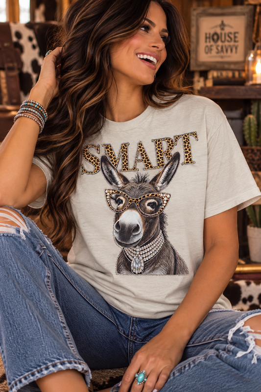 SMART Donkey Crystal Rhinestone Western Graphic Tee