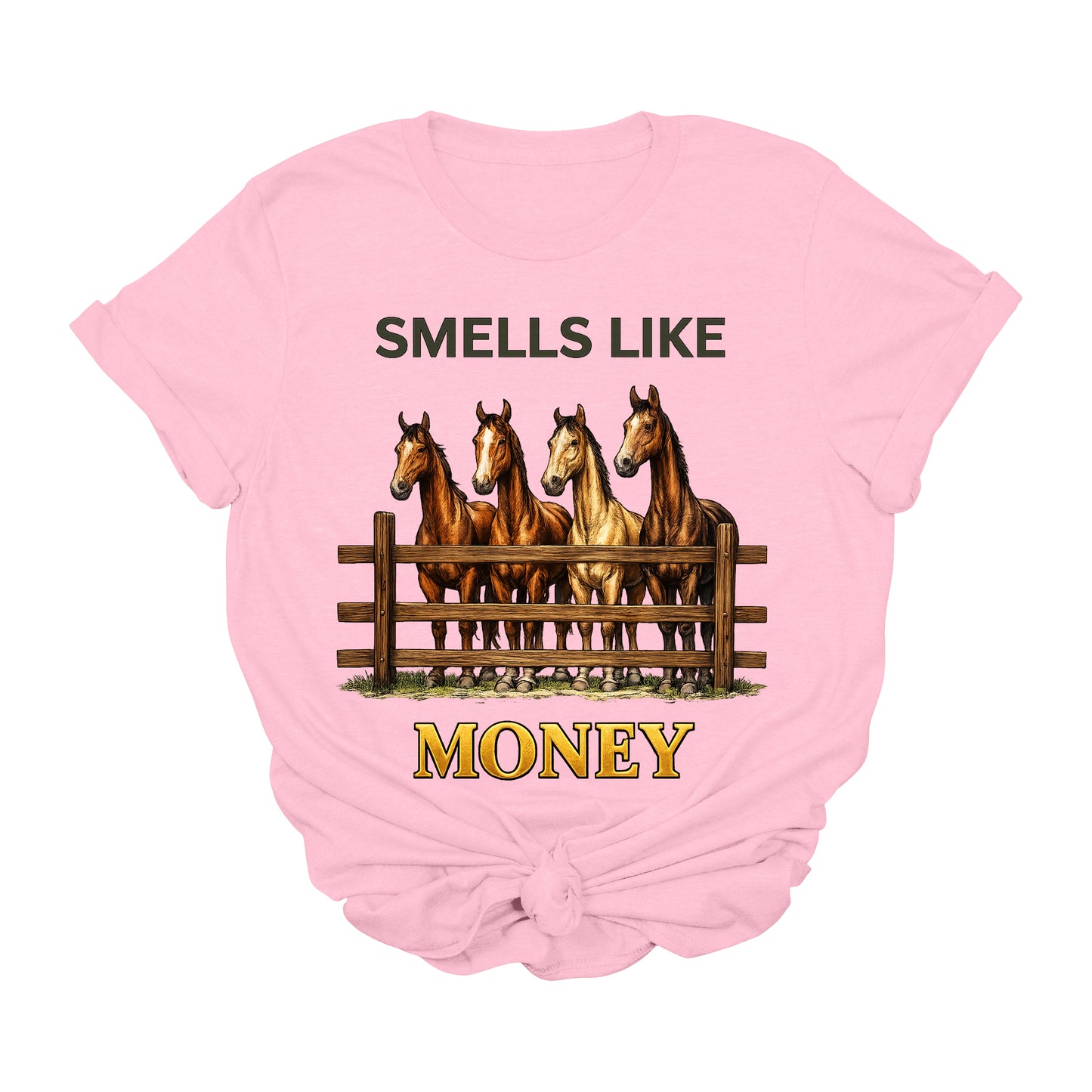 Smells Like Money Horse Graphic Tee | Funny Western Cowgirl T-Shirt