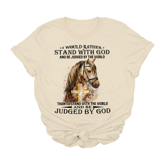 Stand With God Western Horse Graphic Tee | Christian Cowgirl Faith Shirt