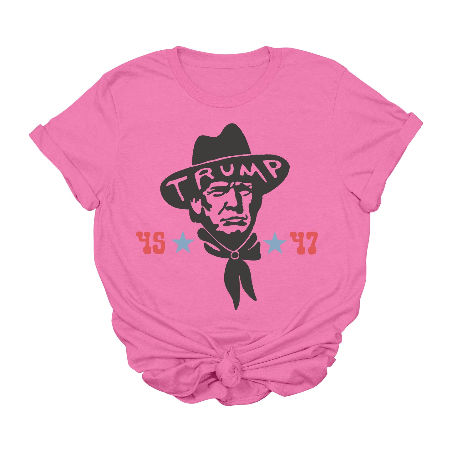 Trump Cowboy 45 & 47 Graphic T-Shirt | Western Conservative Tee | Country Western Trump Shirt | 2024 Election Patriotic Tee | USA Political Shirt