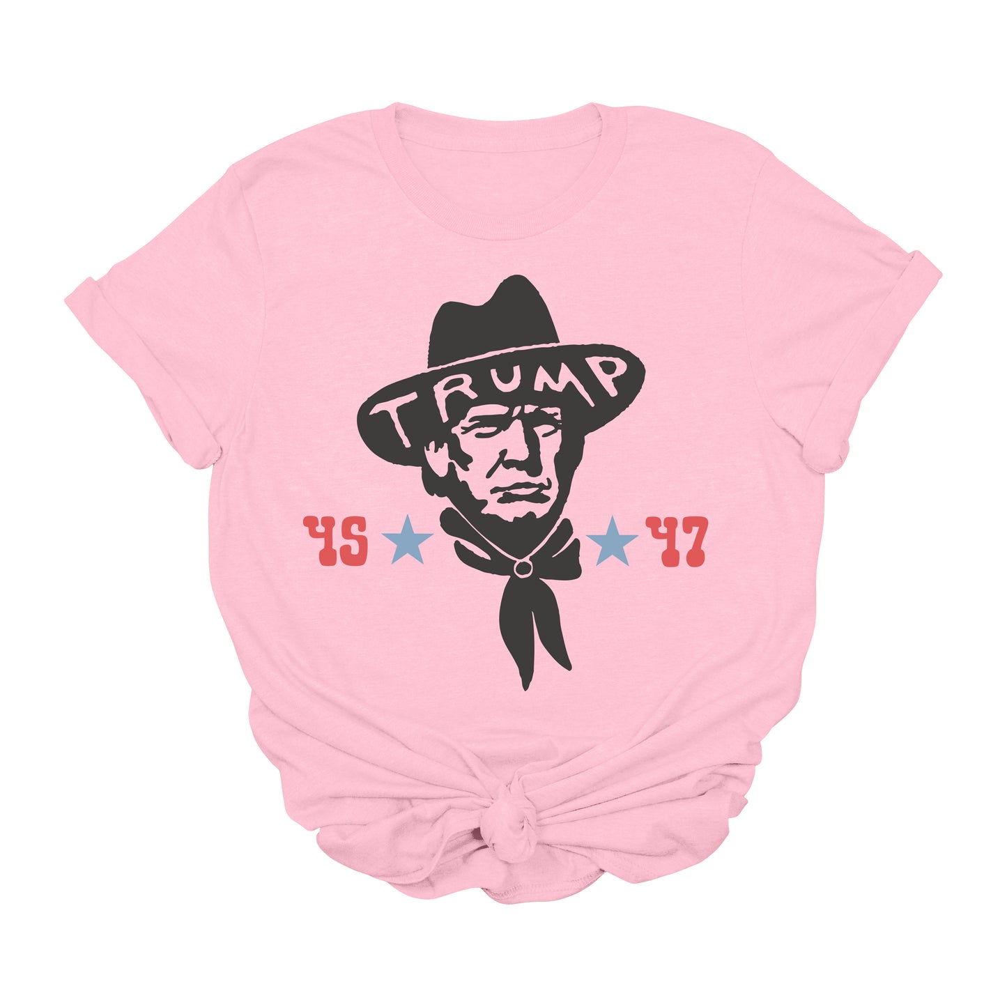 Trump Cowboy 45 & 47 Graphic T-Shirt | Western Conservative Tee | Country Western Trump Shirt | 2024 Election Patriotic Tee | USA Political Shirt