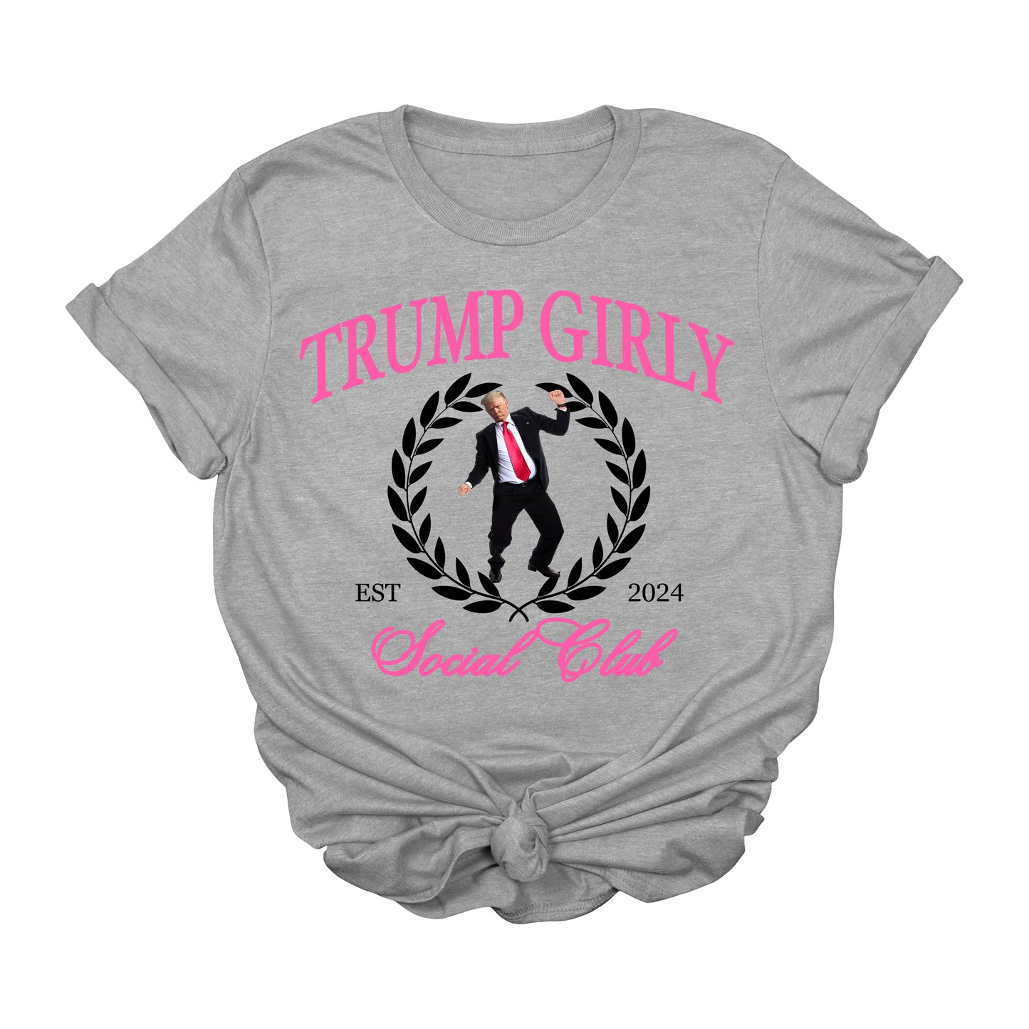 Trump Girly Social Club Graphic T-Shirt – Cute Pink Conservative Western Tee – Pro Trump Funny Tee – 45 47 Trump Supporter Shirt – Unisex USA MAGA Top