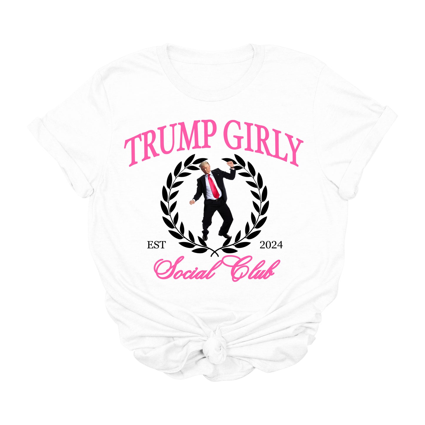 Trump Girly Social Club Graphic T-Shirt – Cute Pink Conservative Western Tee – Pro Trump Funny Tee – 45 47 Trump Supporter Shirt – Unisex USA MAGA Top