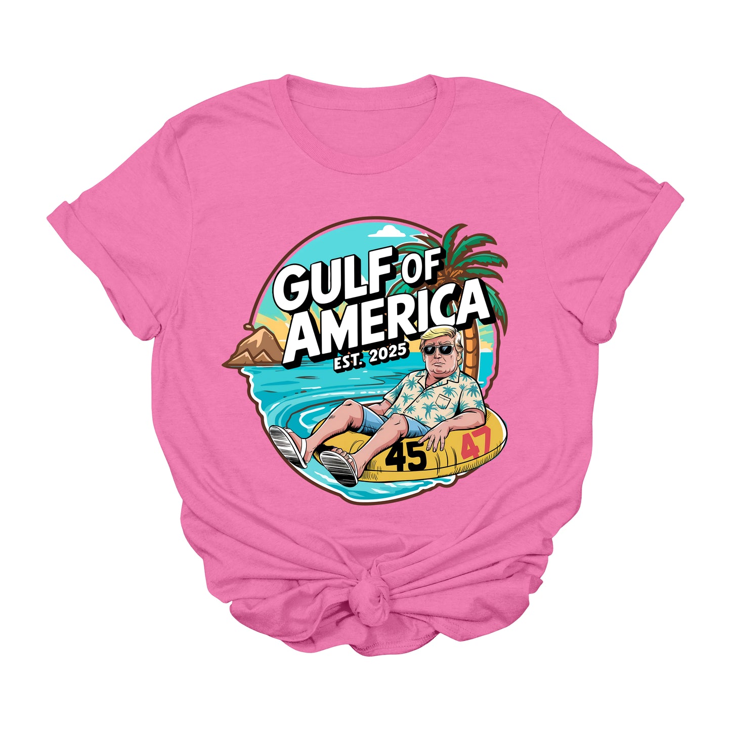 Trump Gulf of America T-Shirt | Funny Float Tube MAGA Graphic Tee | Patriotic Conservative Vacation Shirt | Summer Lake Beach Trump Tee | USA 45 47 2025