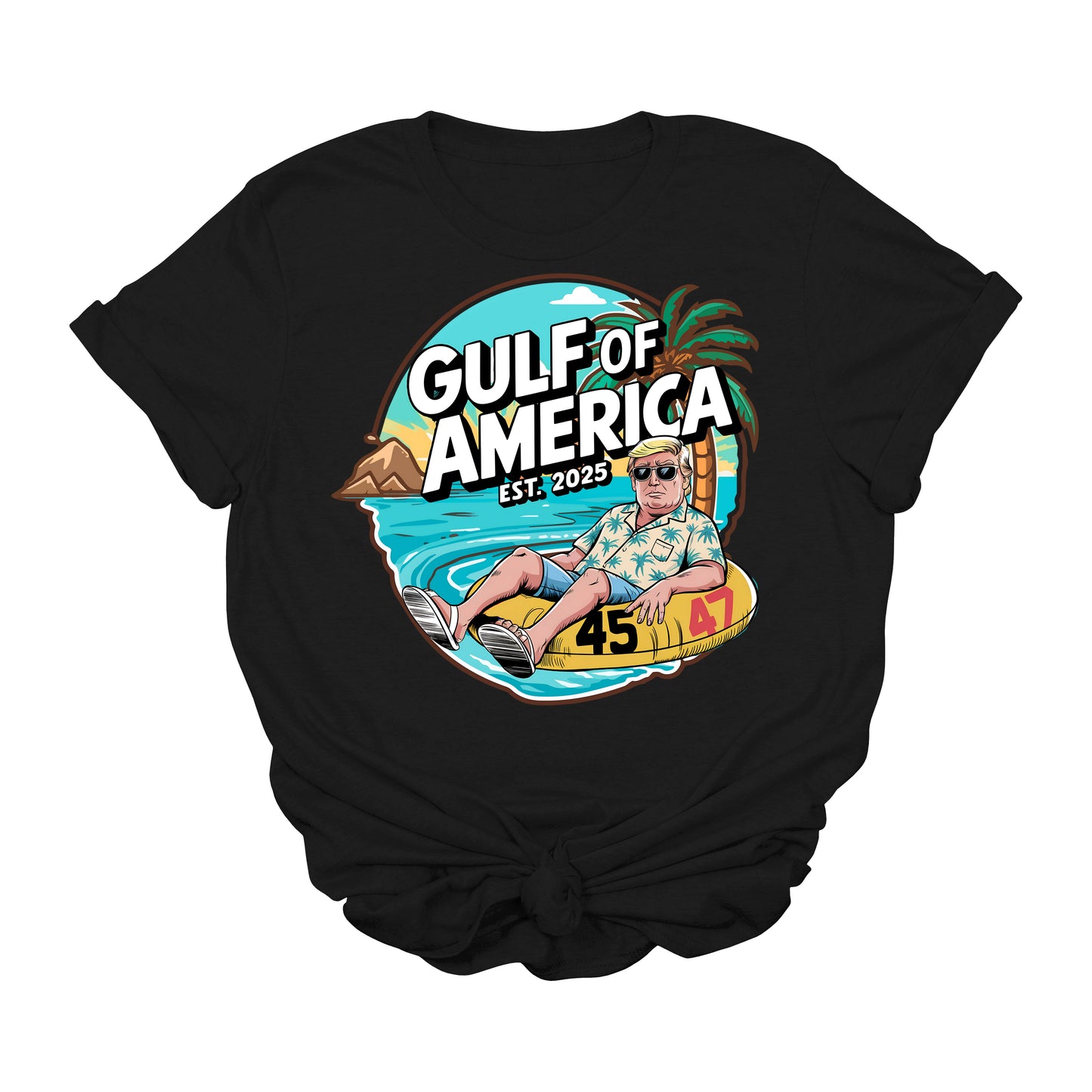 Trump Gulf of America T-Shirt | Funny Float Tube MAGA Graphic Tee | Patriotic Conservative Vacation Shirt | Summer Lake Beach Trump Tee | USA 45 47 2025