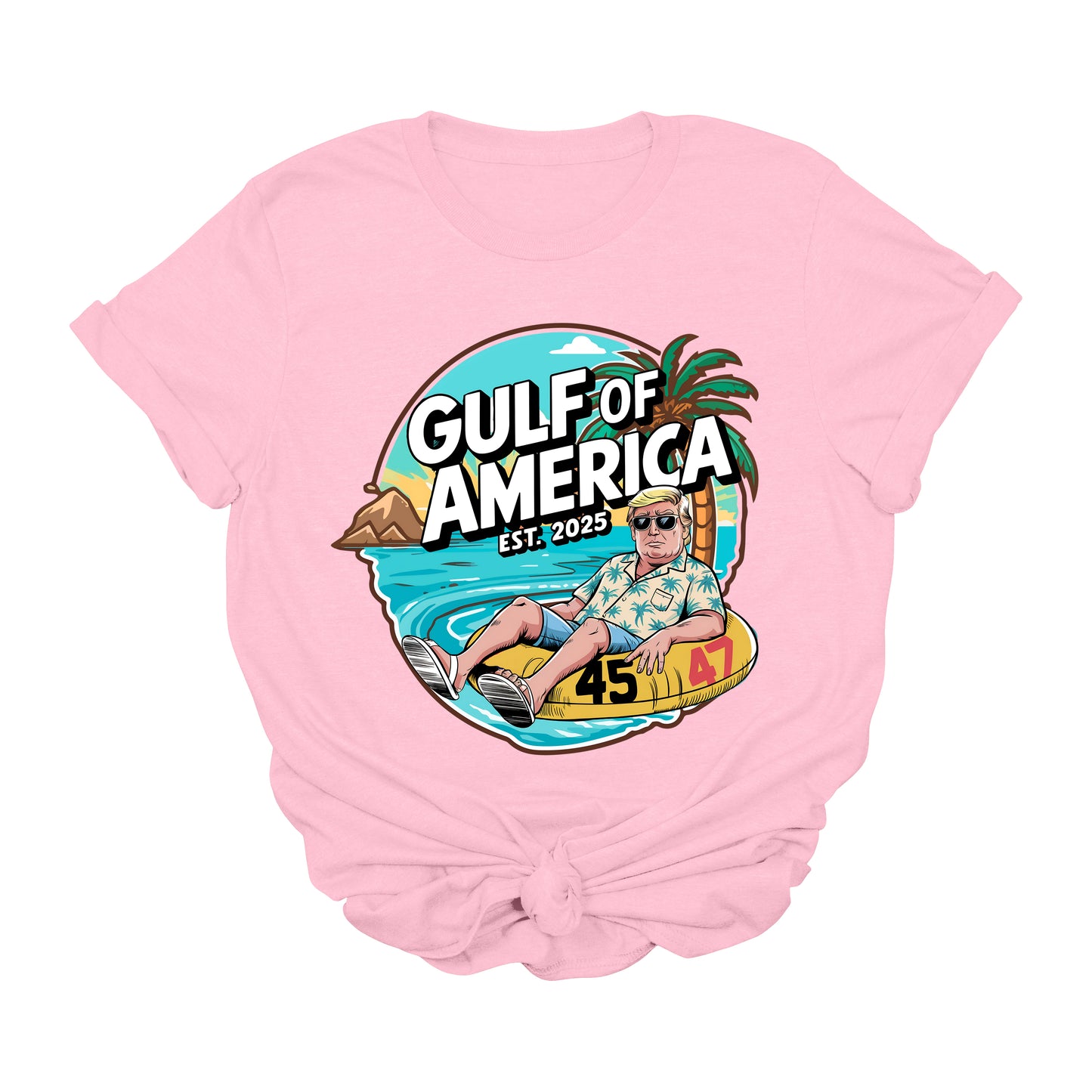 Trump Gulf of America T-Shirt | Funny Float Tube MAGA Graphic Tee | Patriotic Conservative Vacation Shirt | Summer Lake Beach Trump Tee | USA 45 47 2025